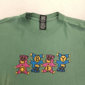 Obey Casual Crew Neck Short Sleeve Graphic Shirt Mens Size Small S Green